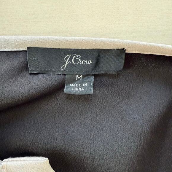 J.Crew Long-Sleeve Ruffle-Front Top‎ in Satin Crepe in Black and Cream, Medium - Picture 3 of 9